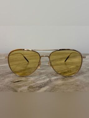 OLIVER PEOPLES TAKUMI Tk-3 Gold Tone Aviator Sunglasses Yellow Lenses Japanese